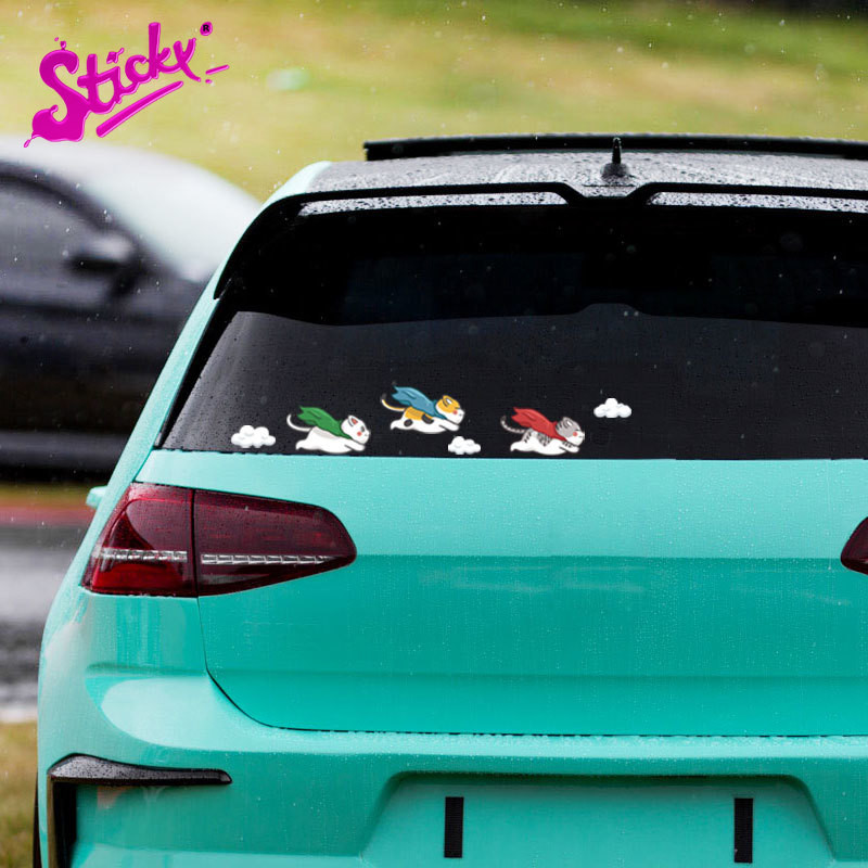 STICKY Flying Cat Cloak Kitty Car Stickers Pack Cartoon Auto Decals ...