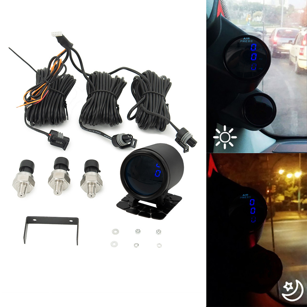 ⚡52mm Triple Display Air Suspension Pressure Gauge Meter Air Ride Gauge