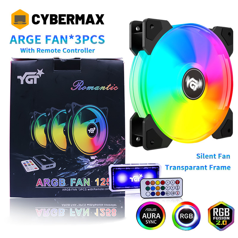 Ygt 1255 rgb pc fan 3 in 1 kit silent computer case fan argb 120mm cpu