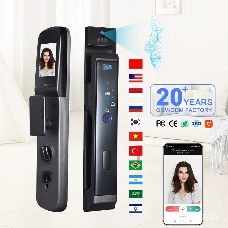 WIFI TUYA APP smart 3D face recognition automatic door lock electronic ...