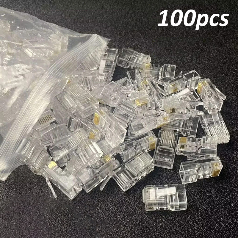 100PCS RJ45 Network Connector RJ-45 Modular Jack CAT5 Modular Plug for ...