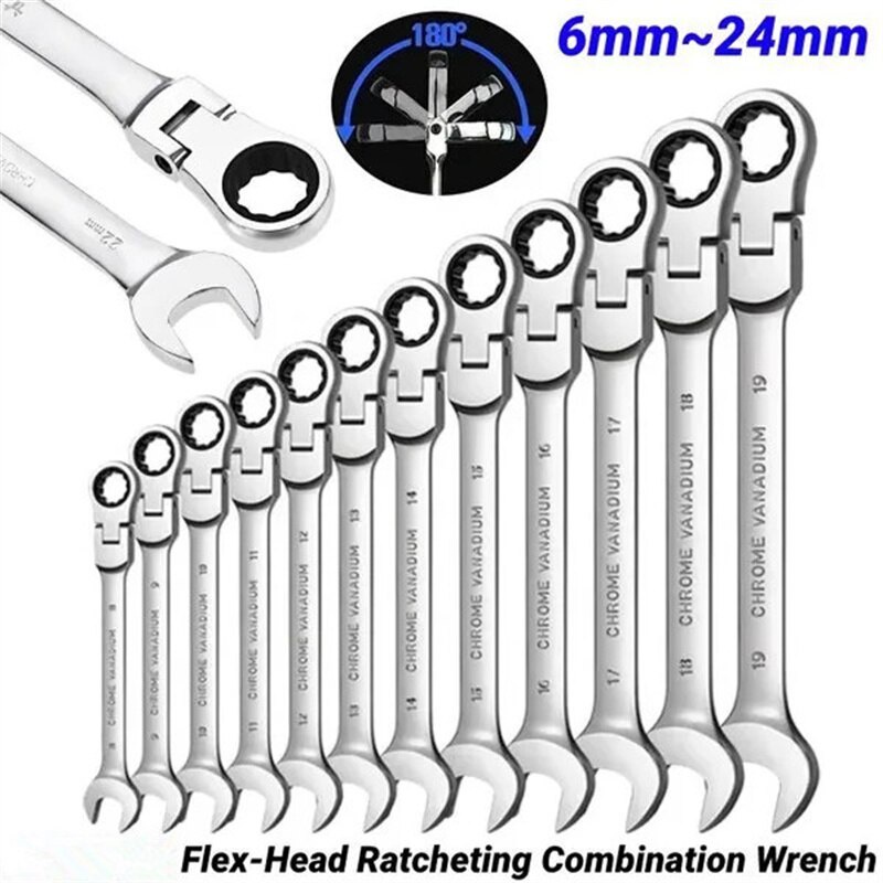 Ratcheting Teeth Flex-head Point Rachet Wrench Dual-purpose Combination ...