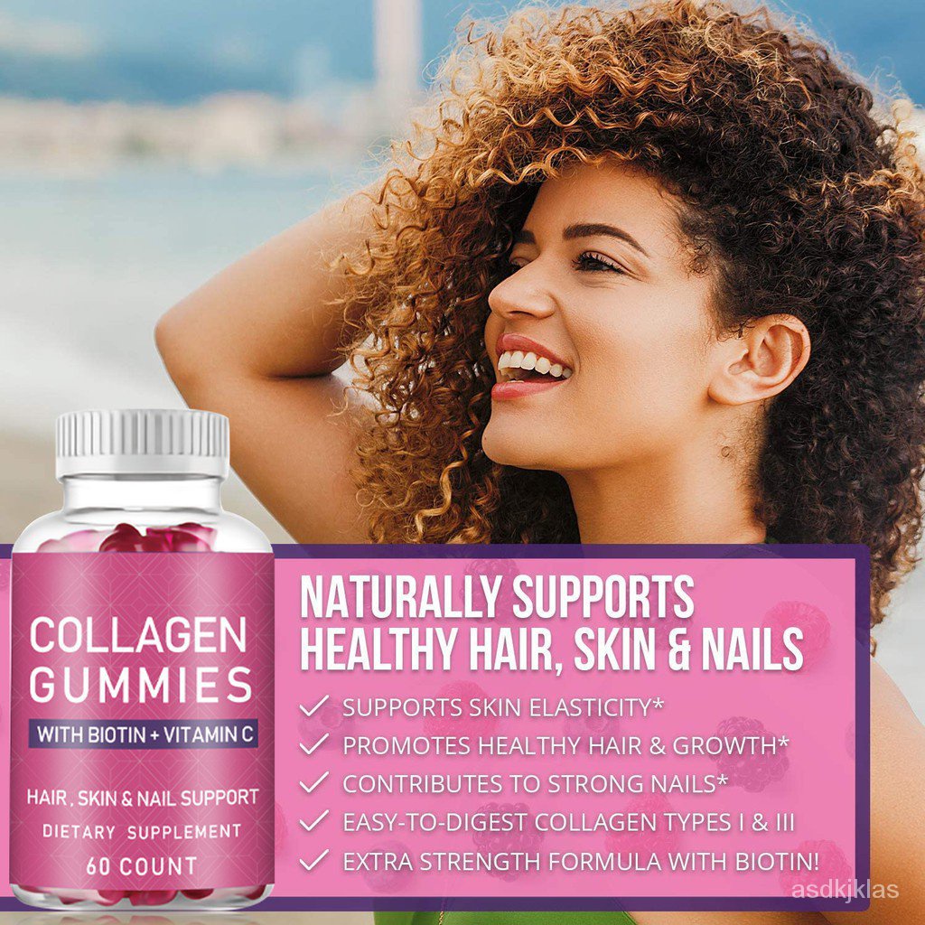 Collagen Gummies with Vitamins C & Biotin Hair, Nails, Skin Vegan