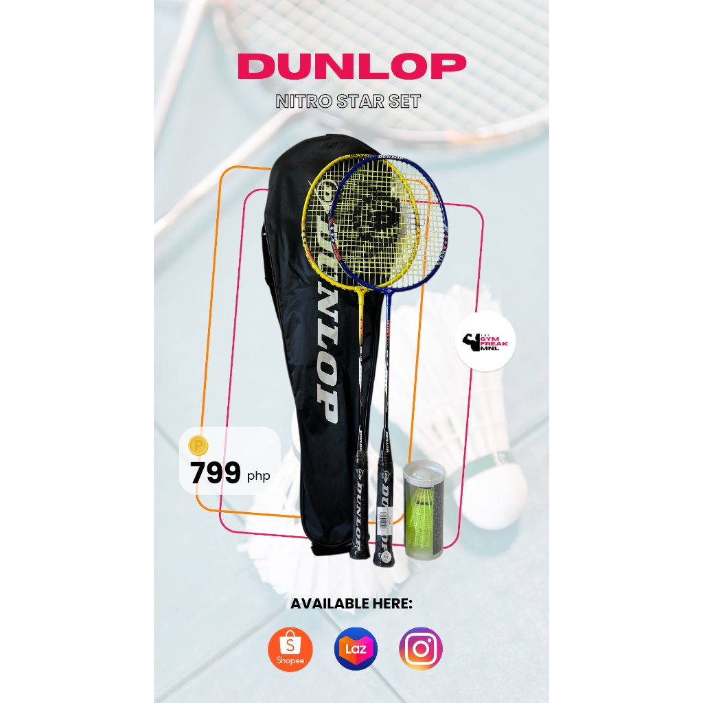 ✳△Dunlop Badminton Racket (Two Rackets) Shopee Philippines
