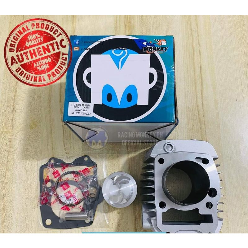 Racing monkey cylinder block 57mm steel semi dome Wave 125 Xrm125 Rs125 ...