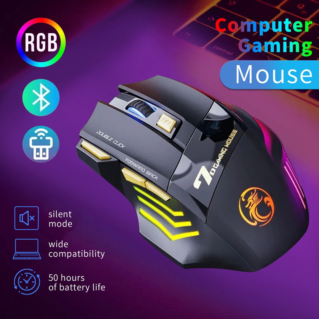 Wireless Bluetooth Mouse for Laptop Computer Rechargeable Portable