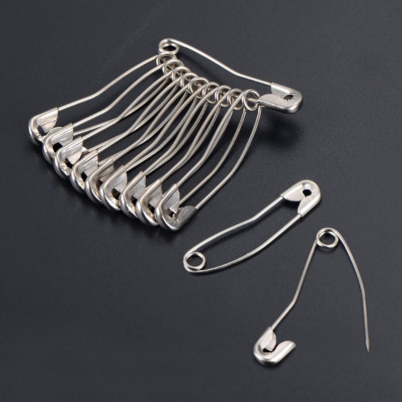 needlework ﹉60/100pcs/box Curved Safety Pins Silver 38mm Sewing Pins ...