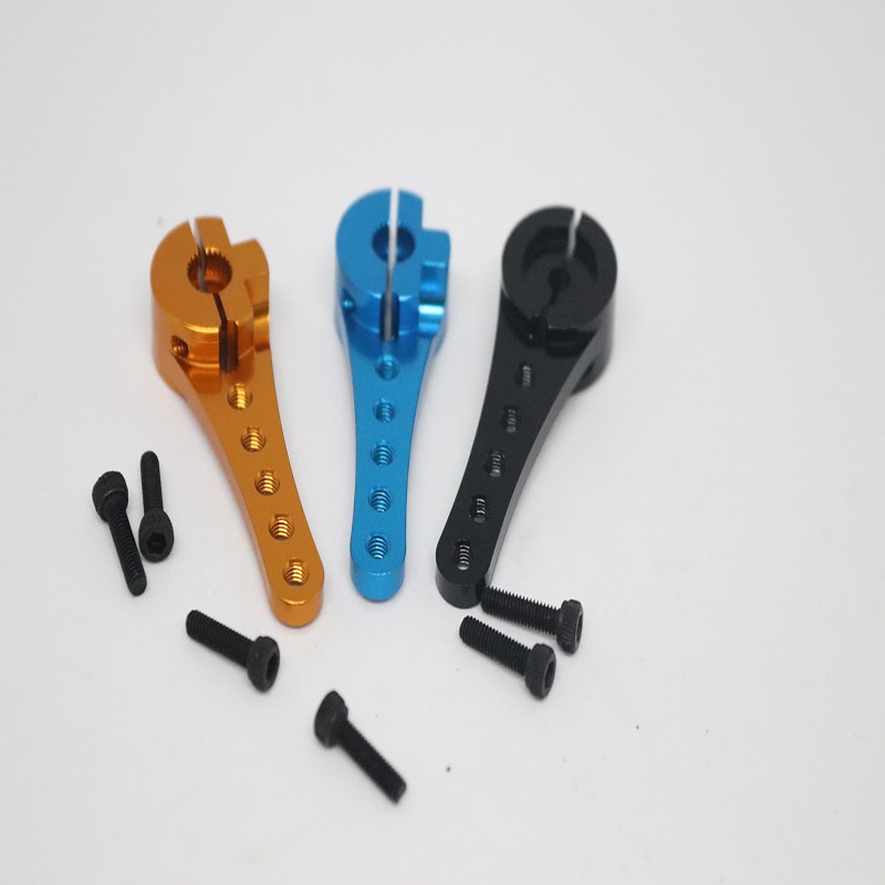 3-Piece Yellow Aluminum 25T Steering Servo Horn Set For RC Cars & Boats - Fits 1:8 & 1:10 Scale Models (Futaba, Traxxas, HPI, Etc.)