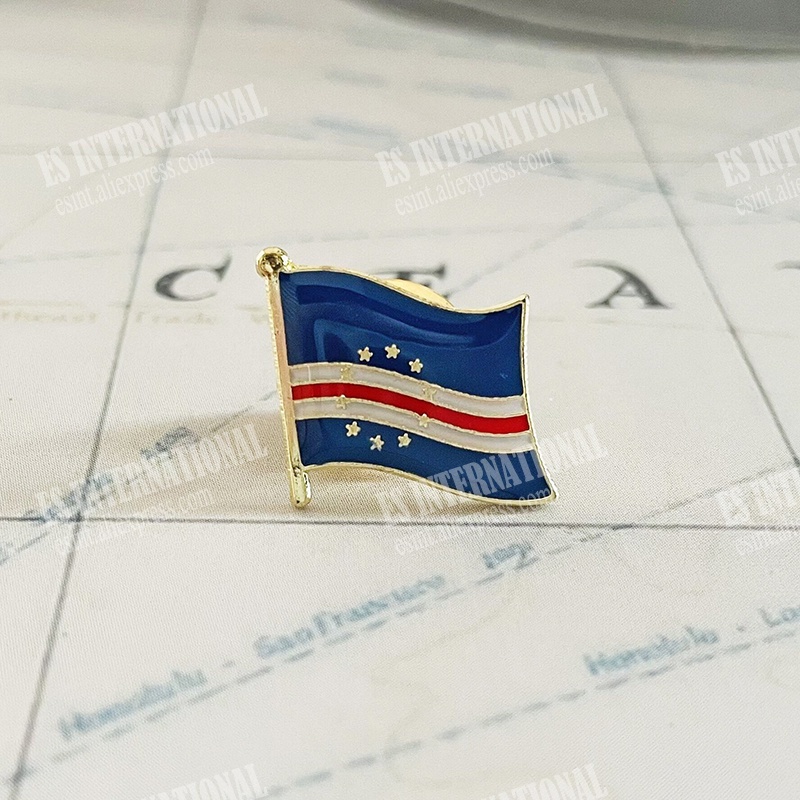 Cape Verde National Flag Lapel Pins Crystal Epoxy Metal Enamel Badge