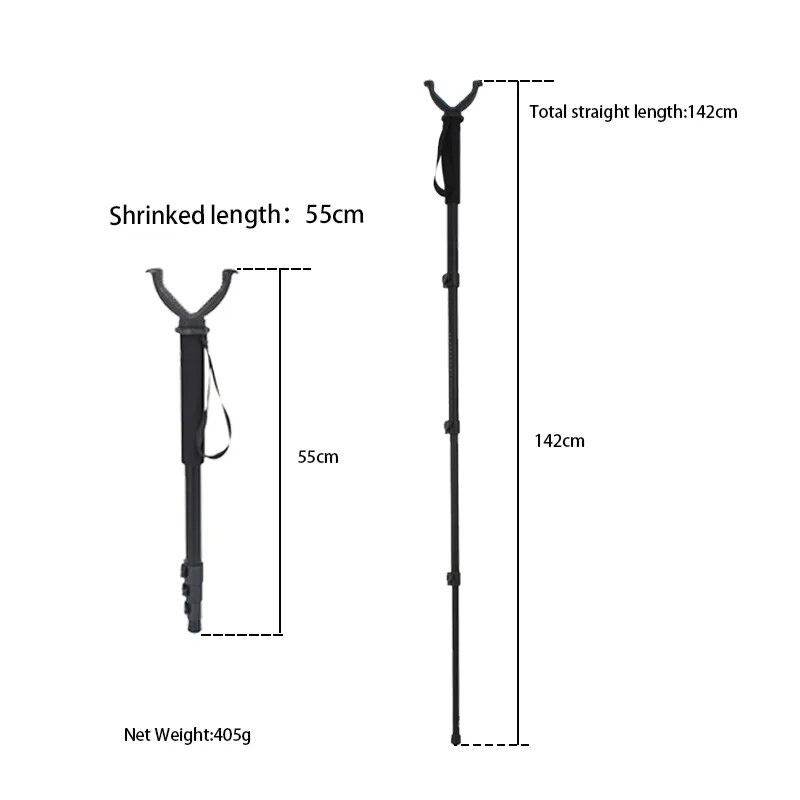 27B 142cm Shooting Monopod Wild Field Stick With V Yoke Gun Rest Top