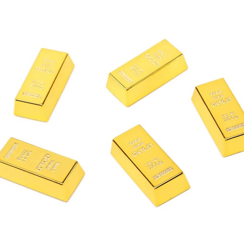 Plastic Fake Gold Bullion Simulated Golden Brick Fake Glittering Gold