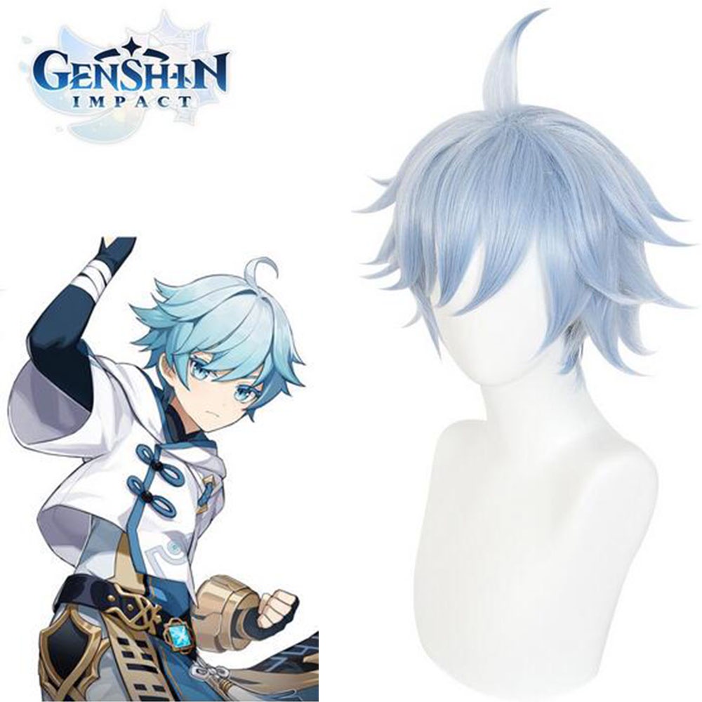 Anime Game Chongyun Cosplay Wig Genshin Impact Cosplay Blue Heat ...