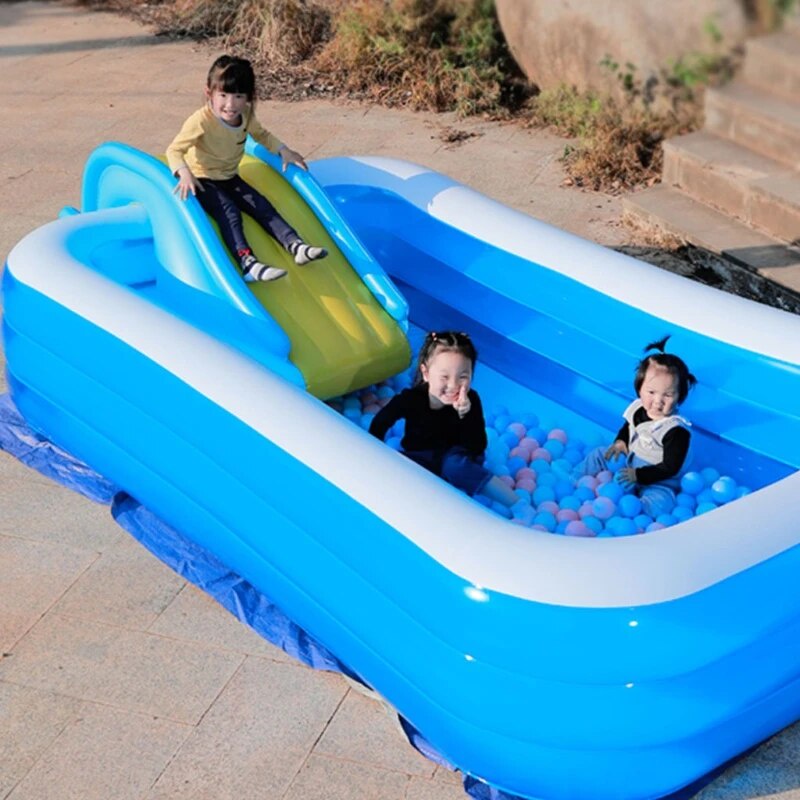 유Inflatable Water Slide Wider Steps Swimming Pool Supplies Kids ...