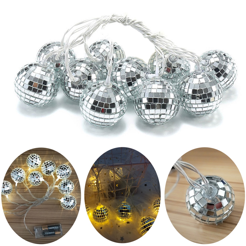 Halloween jackolantern Led Disco Ball String Lights Reflective Glass Rotating Mirror Ball Lamp