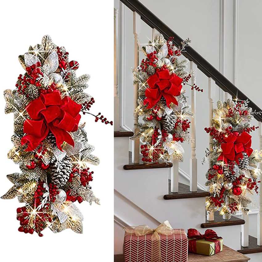 Cordless Prelit Christmas Swag Teardrop Swag Wreath Stair Swag Door ...