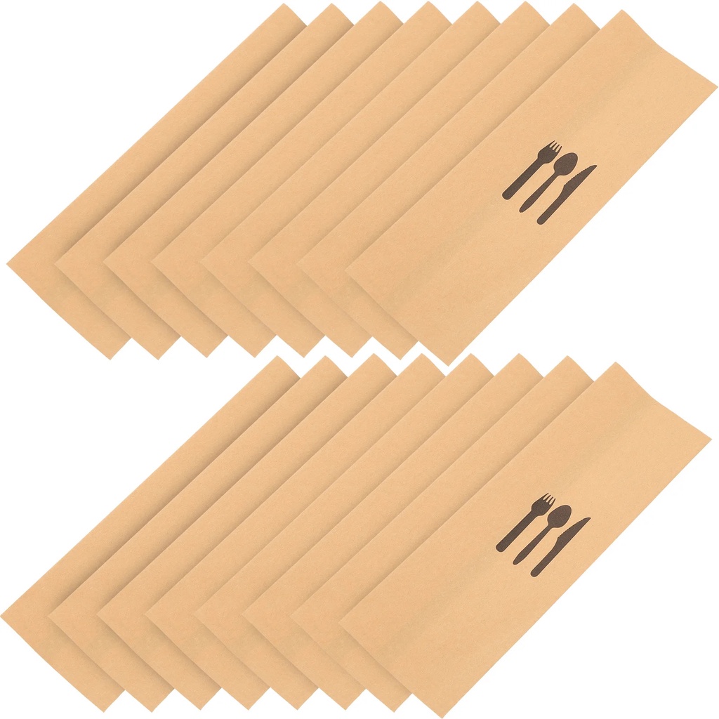 웃100pcs Kraft Paper Utensil Holder Bags Restaurant Universal Cutlery