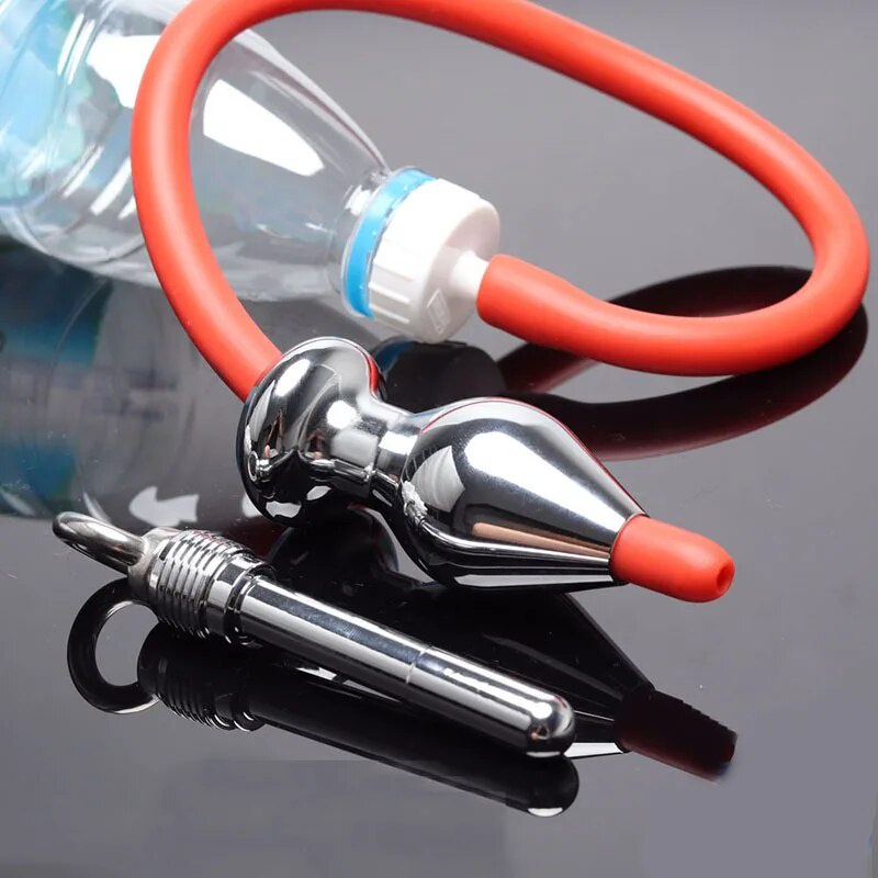 1Set Metal Anal Cleaning Enema With 50cm Silicone Hose Shower Bidet