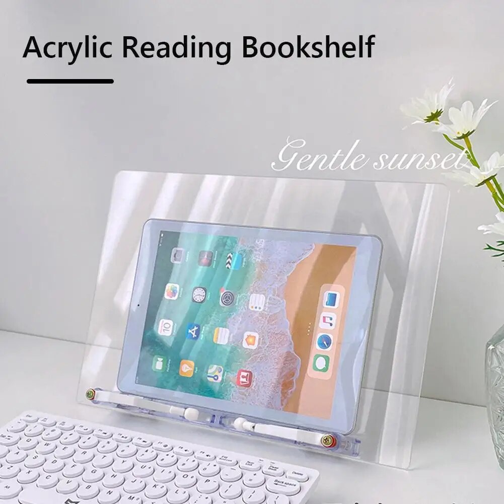 ♥Acrylic Student Reading Bookshelf Holder for Tablet/iPad Transparent