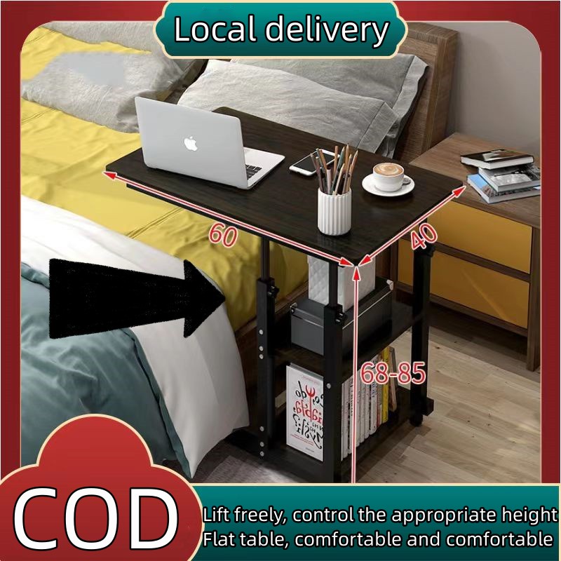 (Support COD) Computer Desk Bedside table bed simple desk Roller design ...