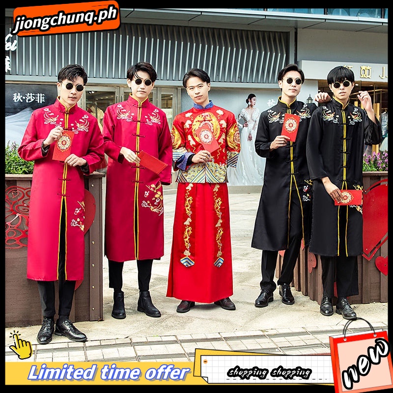 Chinese Wedding Clothing Long Sleeves Men Women Bainianhaohe 百年好合 Male Attire