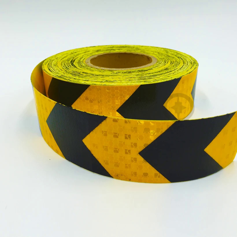 5cmx5m SelfAdhesive Reflective Warning Tape with Yellow Black Color