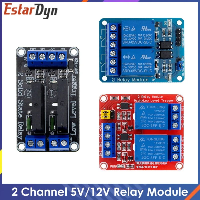 ☼5V 12V 2 Channel Relay Module With Optocoupler Relay Module SSR G3MB