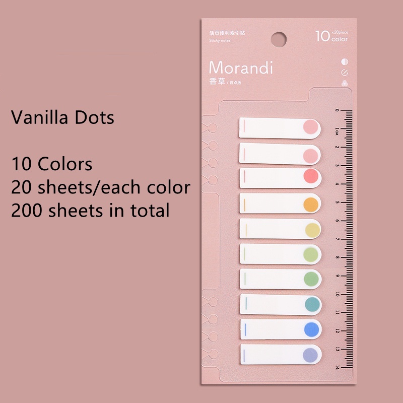 Oumi 200pcs Morandi Labeled Post-it Notes Index Sticker | Shopee ...