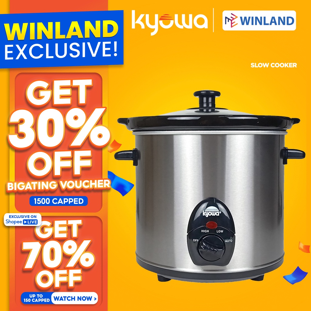 [6000]KYOWA by Winland KW2802 Round Slow Cooker 3.0L (Black/Silver