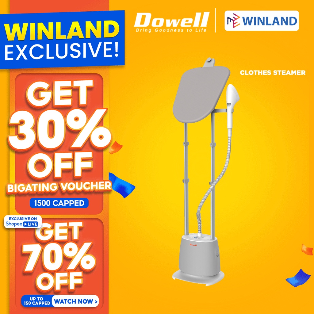 [628]DOWELL Clothes Steamer 1500ml removable water tank 1580watts (Gray