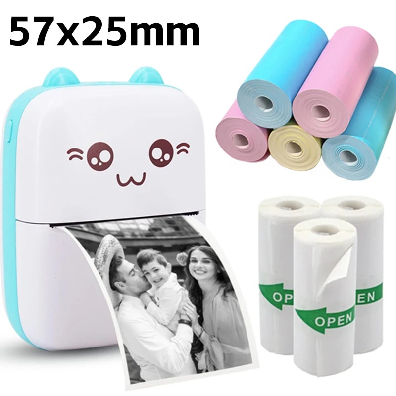 Mini Photo Printer Paper 5Rolls Thermal Paper 57x25mm White Color Gift ...