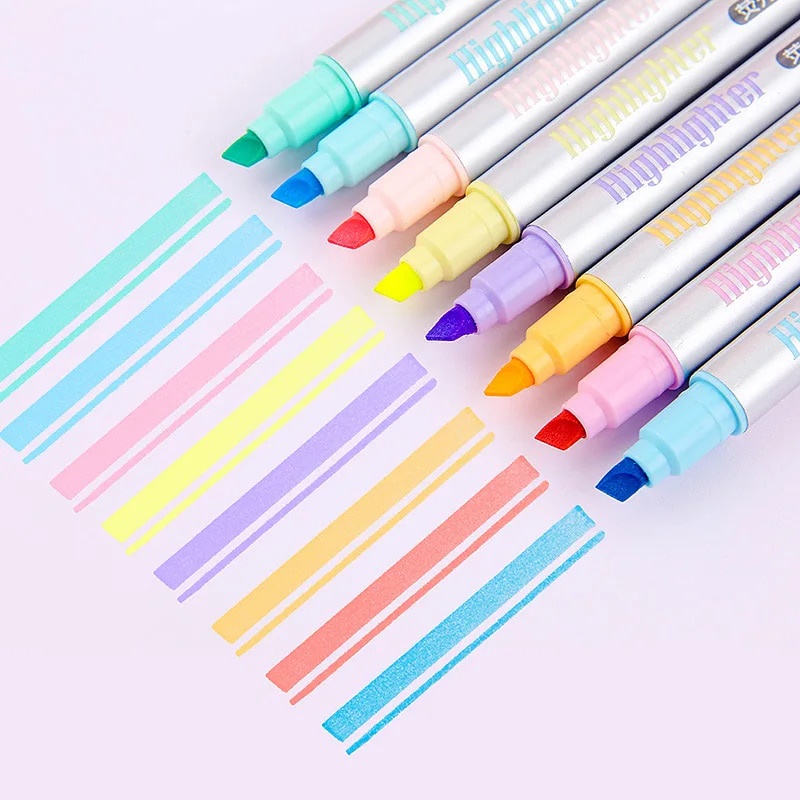 ♛8Pcs/Set Double Head Fluorescent Highlighter Pen Markers Pastel ...