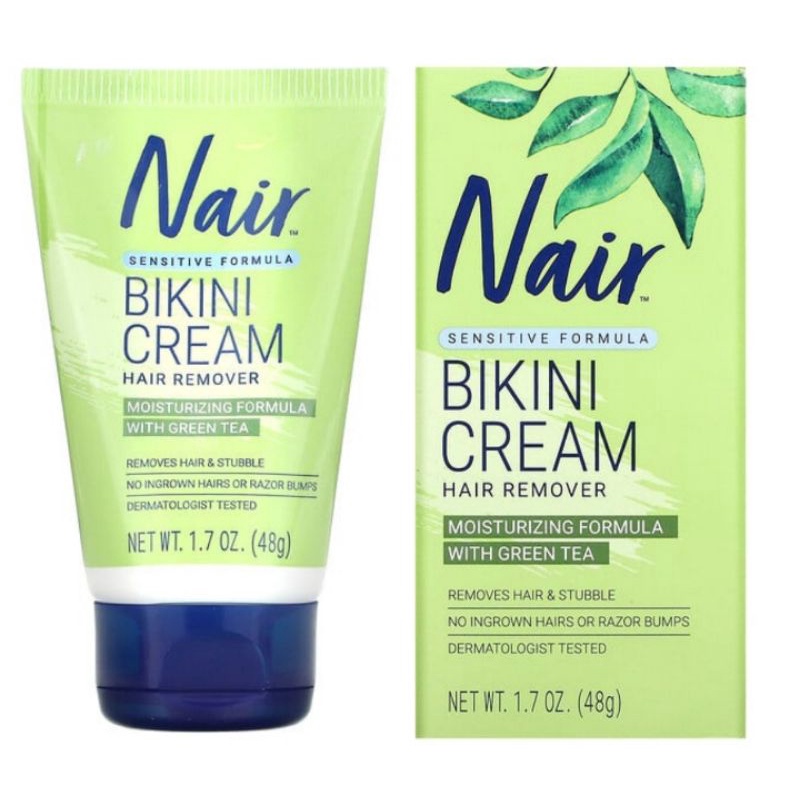 Nair Hair Remover Bikini Cream Sensitive Formula Moisturizing with Green Tea 48g