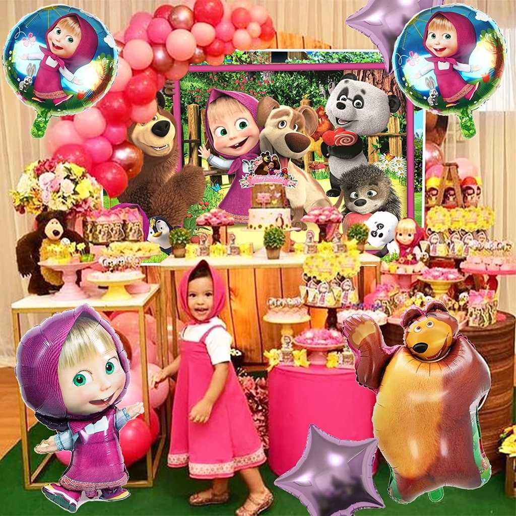 masha and bear party supplies the decor balloons cake topper | Shopee ...