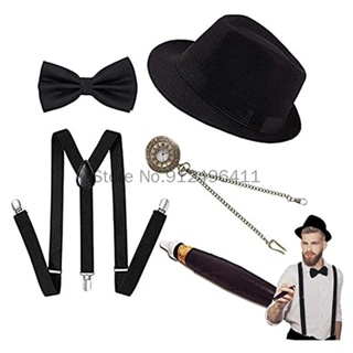 100% Brand New 1920s Mens Gatsby Gangster Costume Accessories Set, Roaring  20s Flapper Costume Best Offer