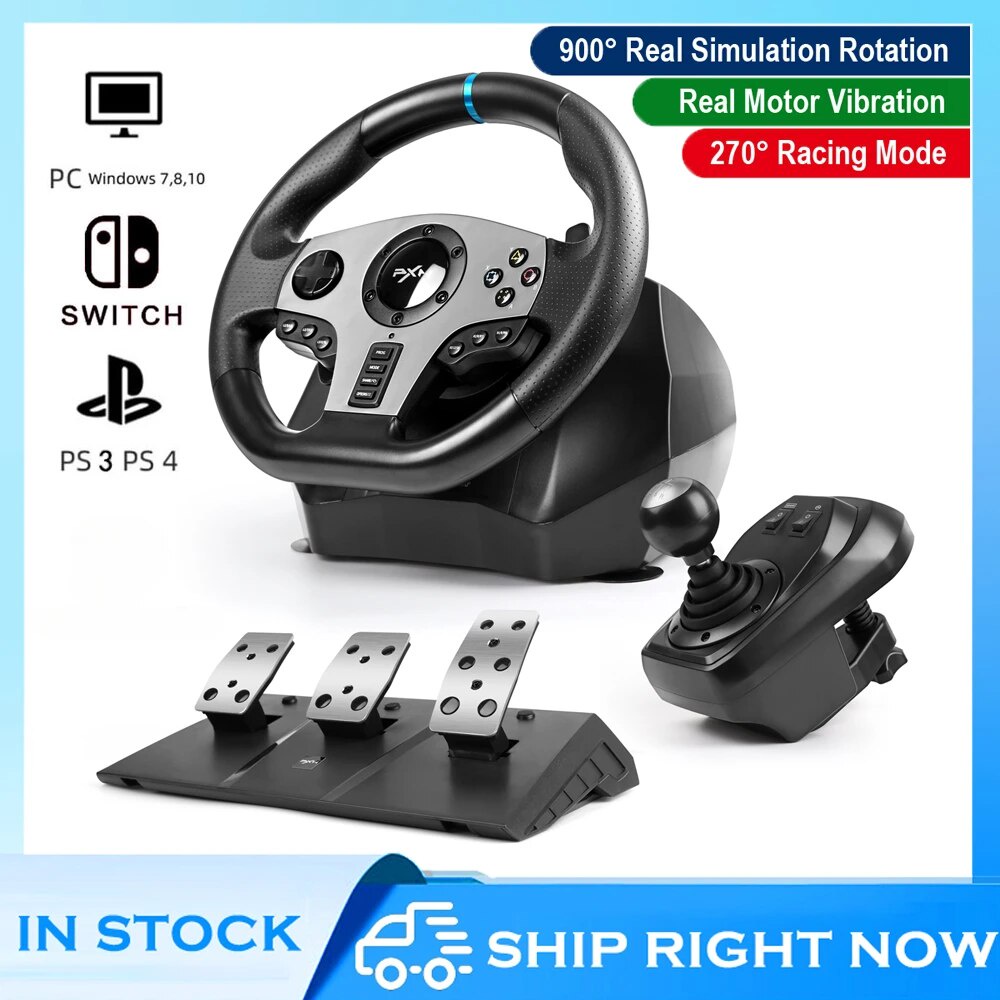 ☞PXN V9 Gaming Steering Wheel Volante Gaming Racing Wheel for  PC/PS4/Android TV/Nintendo Switch ⓛ☫