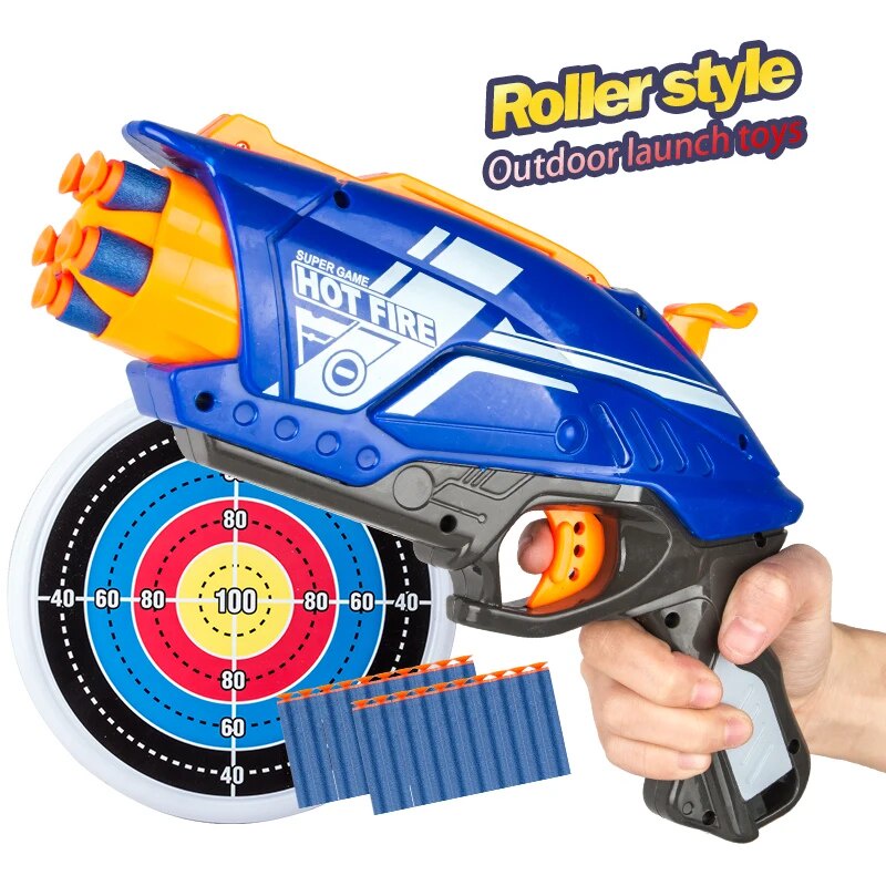 유Manual Soft Bullet Gun 5 Shot Revolver long Range Toy Pistol Gun Dart ...