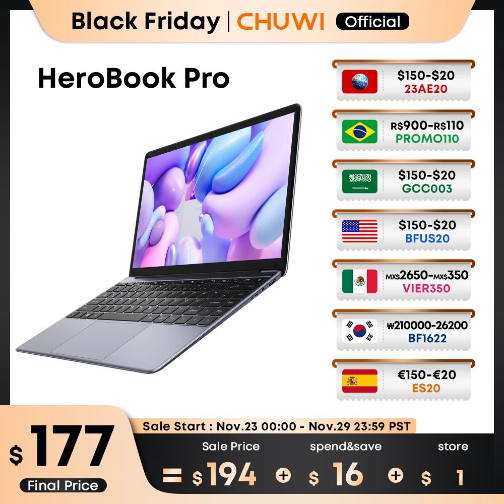 Chuwi 14.1 Inch Herobook Pro Fhd Screen Intel Celeron N4020 Dual