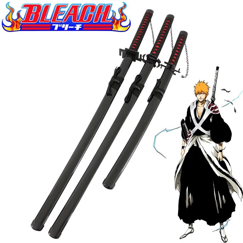 ~BLEACH Swords Weapon Kurosaki Ichigo Zangetsu Wooden Katana Anime ...