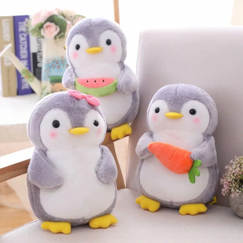 ┱25/45cm Cute Penguin Plush Animal Toy Stuffed Soft Doll Holding Food ...