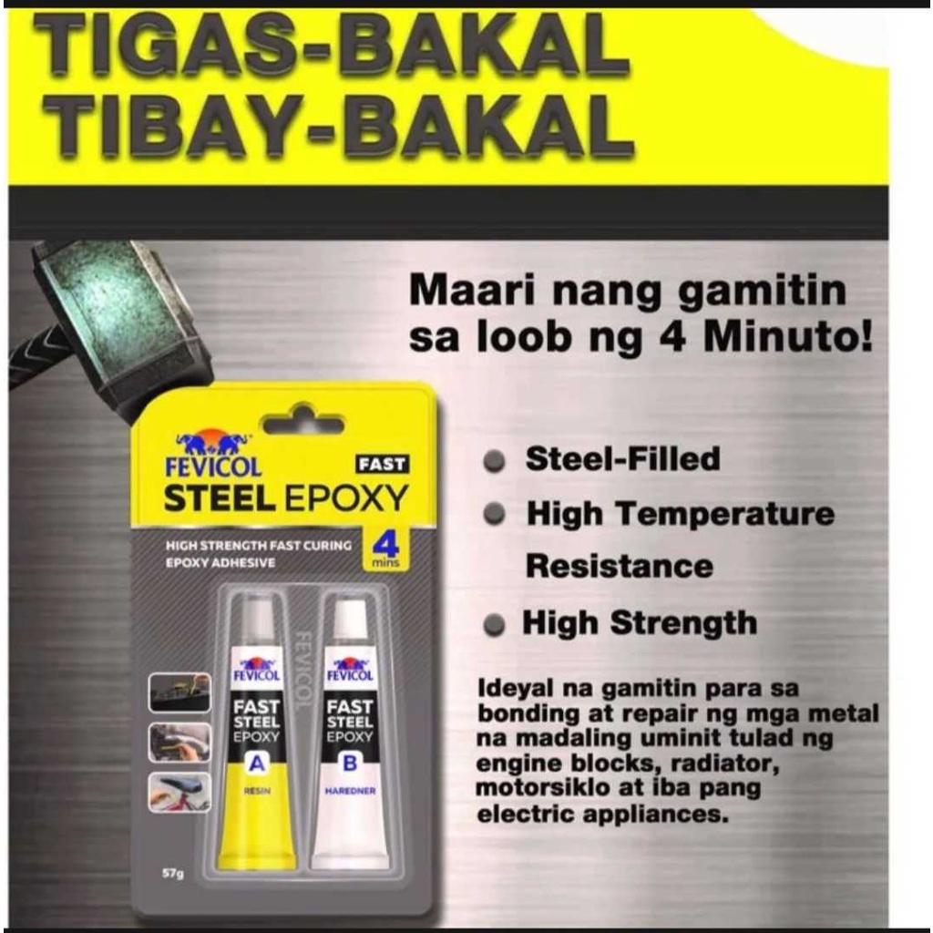 FEVICOL FAST STEEL EPOXY HIGH STRENGTH CURING EPOXY ADHESIVE 20g & 57g