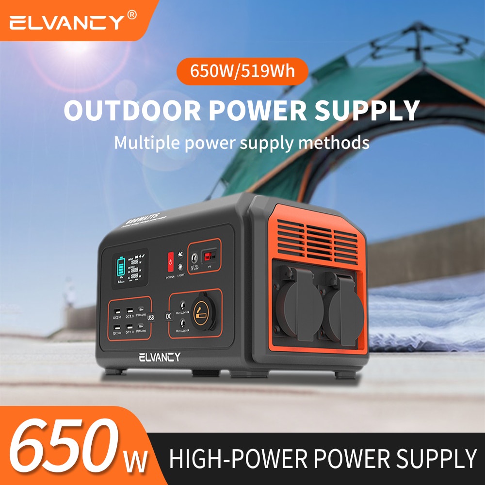 ☹650W Portable Power Station 500W Solar Power Bank 110V Outdoor Camping