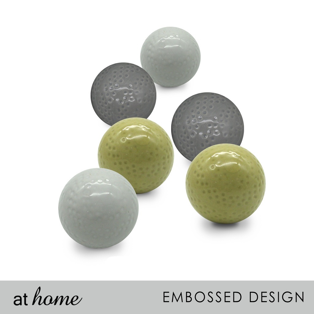 At Home 1pc Ceramic Sphere, Debossed Nordic Dots Design, Decor Ball For ...