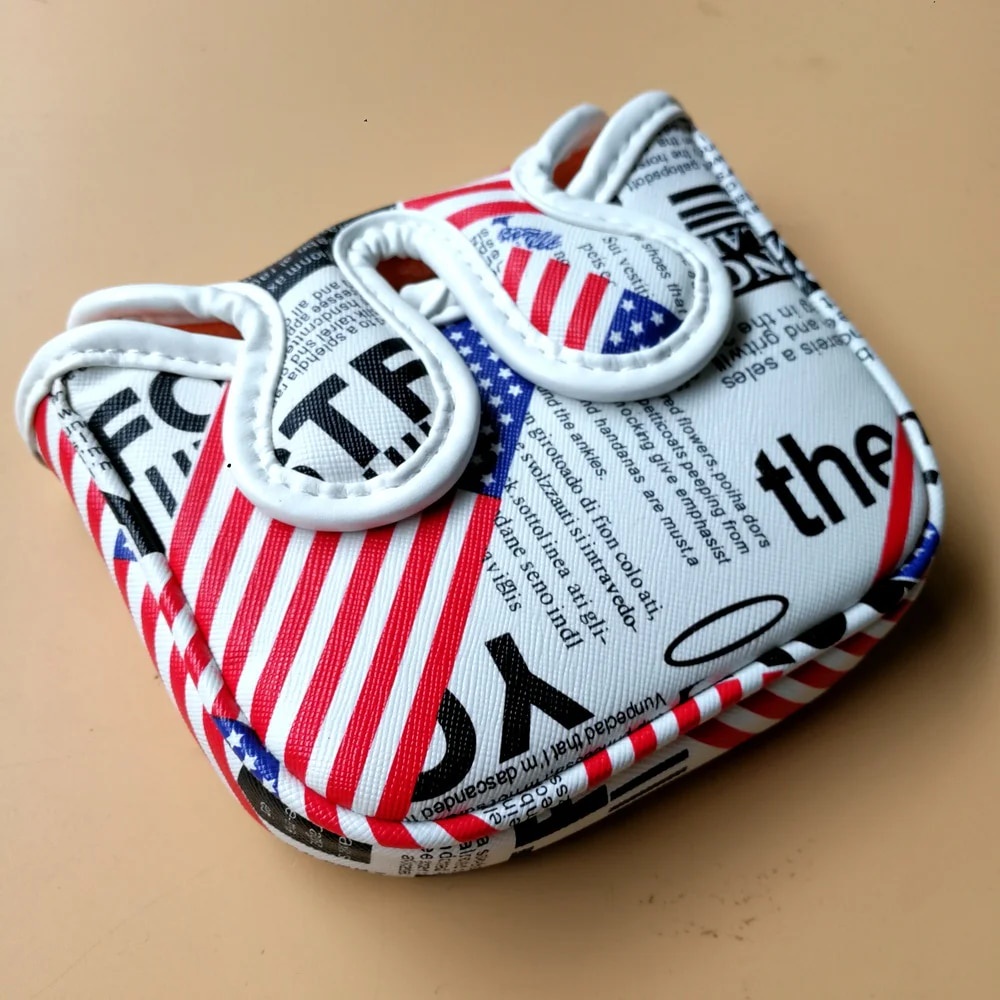 ⓥ1pc USA Flag Golf Square Mallet Putter Head Cover for Center Shafts Putters with Closu