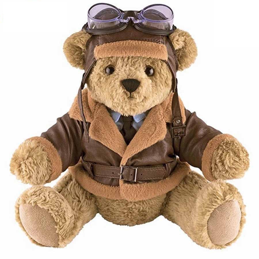 Pilot plush toy new aviation teddy bear pilot dressing uniform bear can