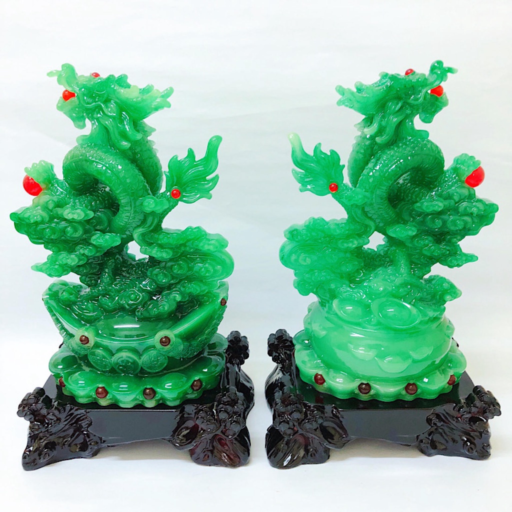 2024 Pair of Dragon Feng Shui Dragon with Money Bar and Wealth Pot ...