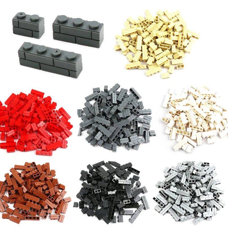 100pcs MOC Bricks 1x2 1x3 1x4 Wall Cube Houses Building Blocks City ...