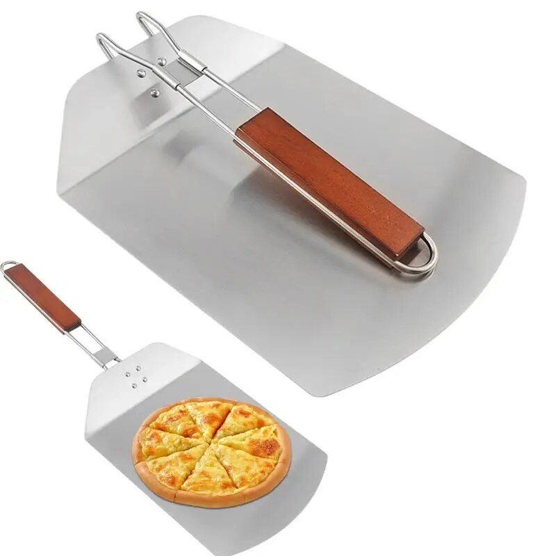 Metal Pizza Peels Folding Handle Pizza Shovel Cake Transfer Shovel Non Stick Pizza Paddle