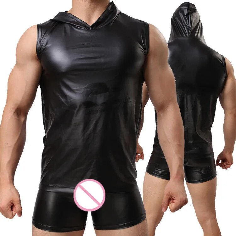 35a Sexy Lingerie Men S Sexy Singlet Latex Pu Bodysuit Gay Fetish Breathable Sheathy Open Back