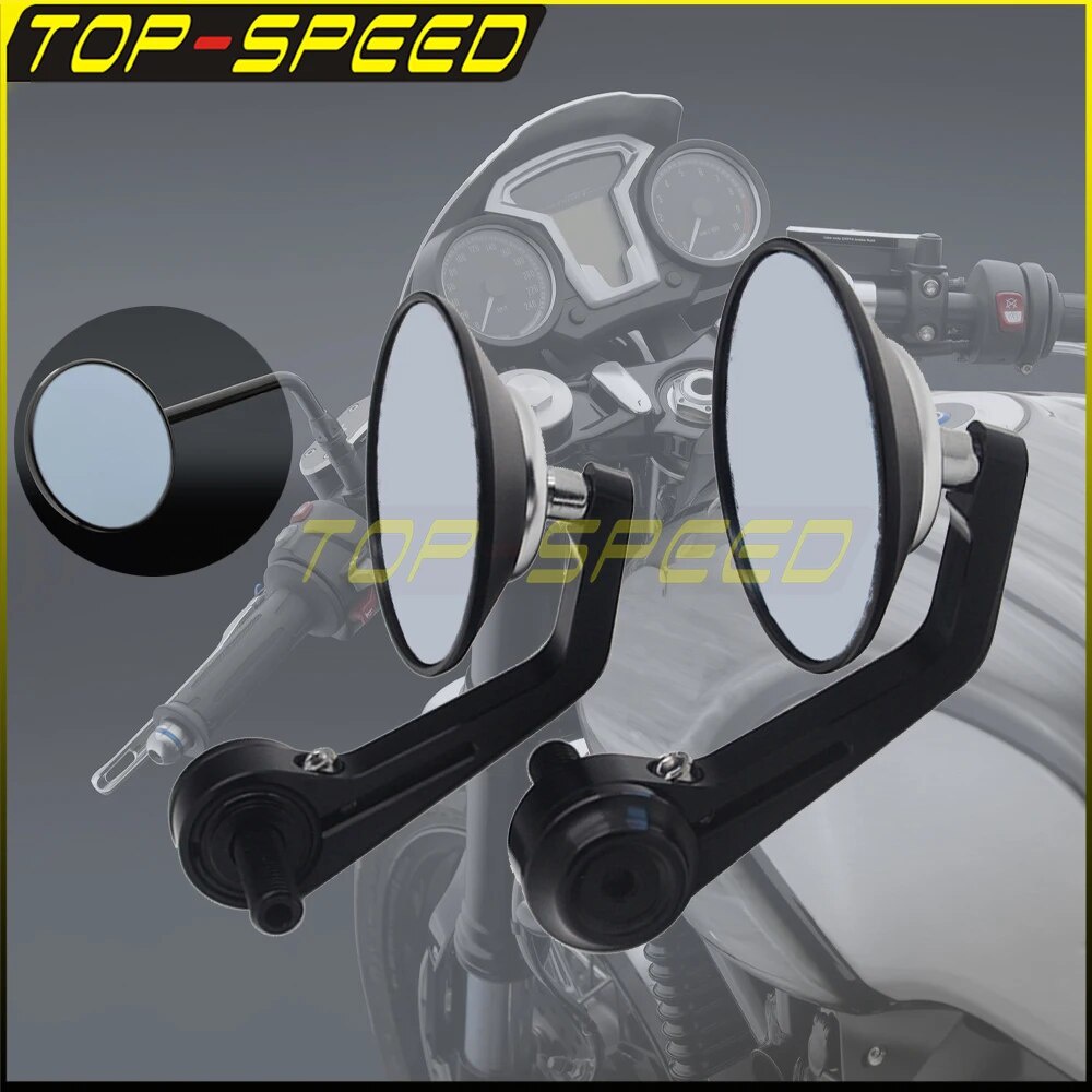 35t Motorcycle 12mm Bolton Side Mirror Round Handlebar Black Bar End