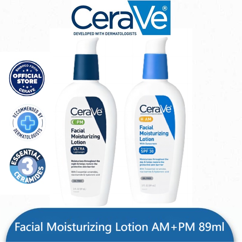 CeraVe AMPM Facial Moisturizing Lotion Cream Set 89ml AM Sunscreen ...